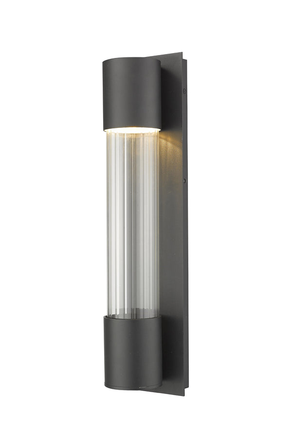 Striate 1 Light Outdoor Wall Sconce in Black Finish