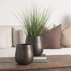Quade Large Textured Gold Metal Planter