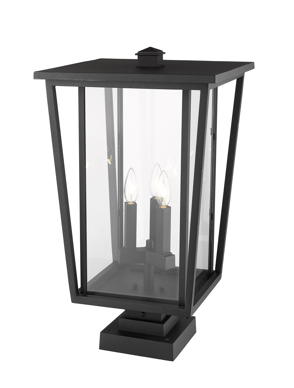 Seoul 3 Light Outdoor Pier Mounted Fixture in Black Finish