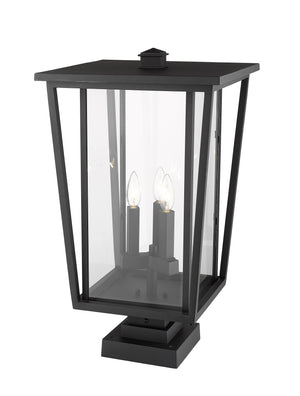 Seoul 3 Light Outdoor Pier Mounted Fixture in Black Finish