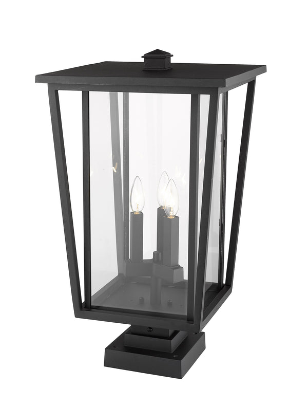 Seoul 3 Light Outdoor Pier Mounted Fixture in Black Finish