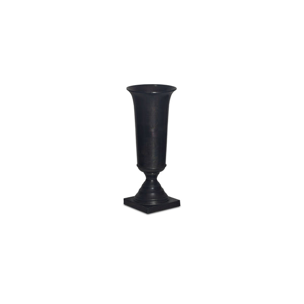 Cassia Cast Aluminum Vase Black, Art Deco