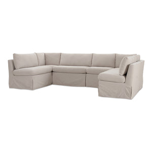 Fable Slipcover U-Shape Dining Banquette Beige 121"