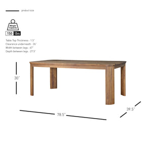 Wilmington KD 79" Dining Table, Brushed Brown 