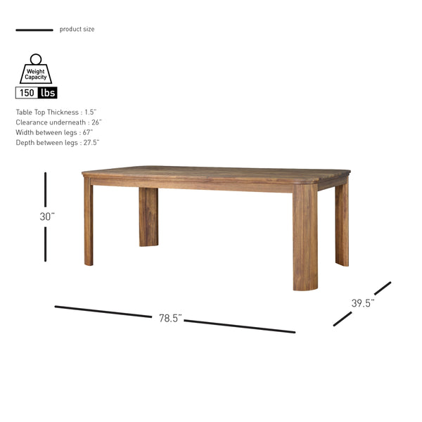 Wilmington KD 79" Dining Table, Brushed Brown 