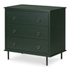 Reagan 3-Drawer Nightstand in Deep Green with Metal Handles