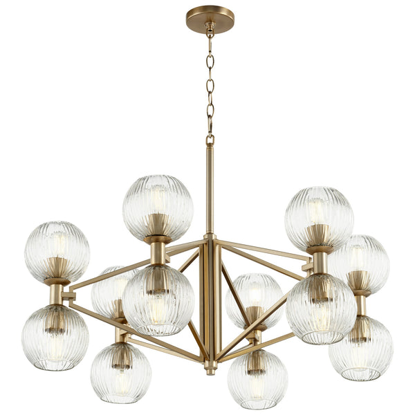 Helios Chandelier in Aged Brass
