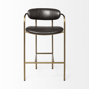 Parker Brown Faux Leather Seat Gold Metal Counter Stool