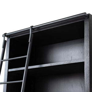 Admont Double Bookcase W Ladder In Worn Blk