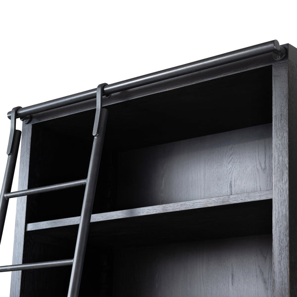 Admont Double Bookcase W Ladder In Worn Blk