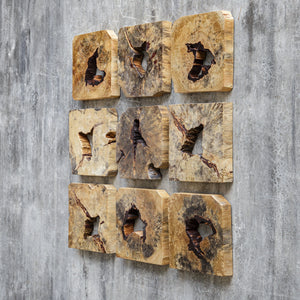 Bahati Wood Wall Décor In Natural, S/9