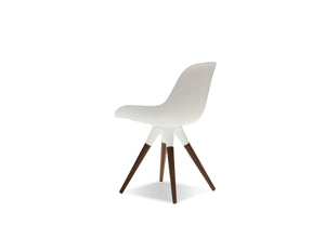 Iztuzu Dining chair in white fiberglass and walnut base 