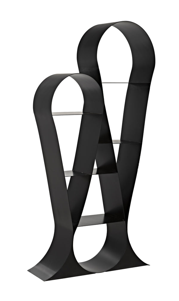 Zaha Industrial Steel Bookcase in Matte Black