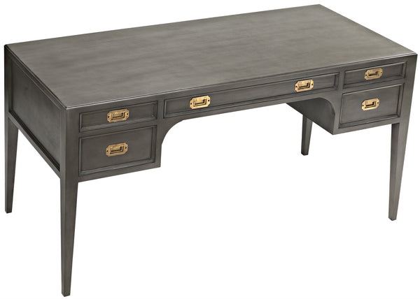 Africa Mahogany and Veneer Desk with Brass Pulls in Pale Finish