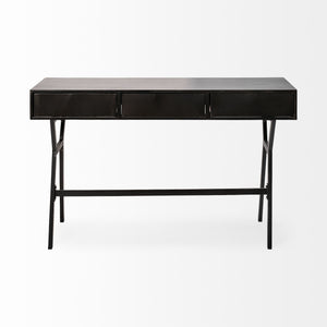 Vince 51L x 18W Black Metal W/Gold Accents 3 Drawer Office Desk
