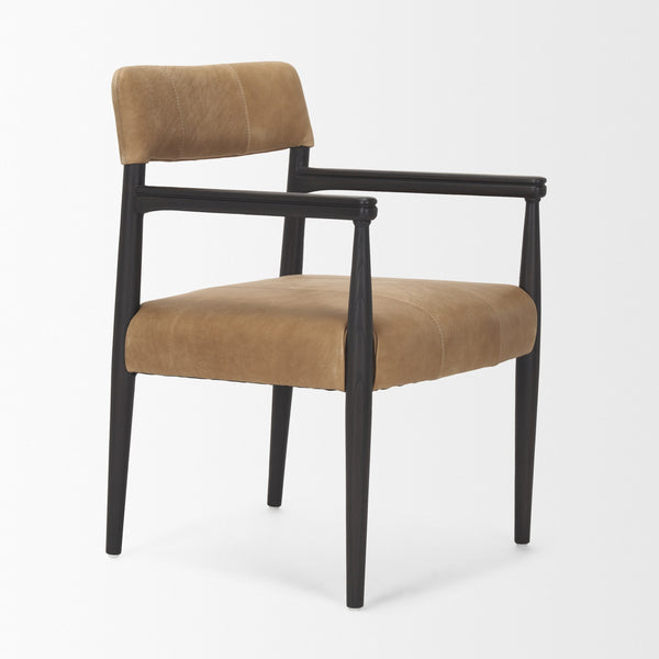 Toni Dark Brown Wood w/ Chestnut Leather Dining Chair