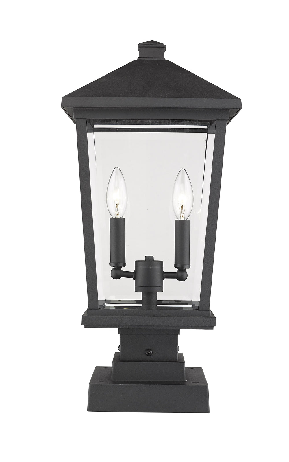 Beacon 2 Light Outdoor Pier Mounted Fixture in Black Finish
