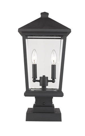 Beacon 2 Light Outdoor Pier Mounted Fixture in Black Finish