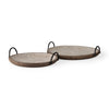 Jamila 16.9L x 16.8W x 43.3H Set of 2 Brown Wooden Tray