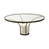 Jacinta 36" Round Glass Top Metal and Marble Pedestal Coffee Table