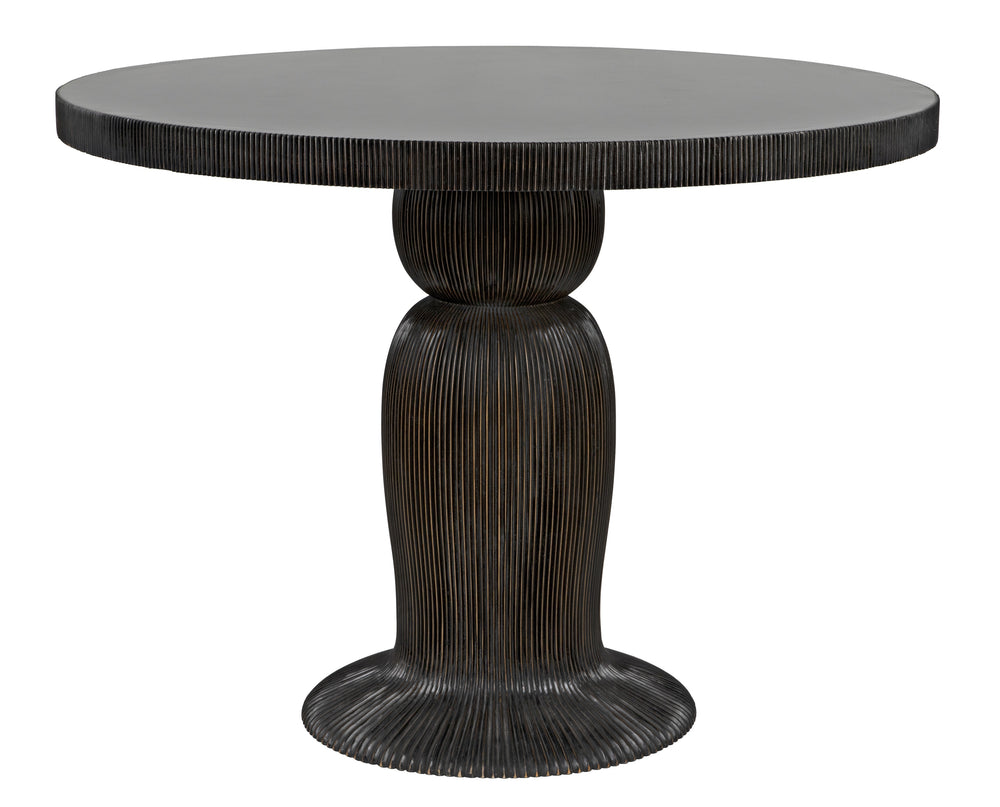 Portobello Dining Table, Hand Rubbed Black with Light Brown Trim
