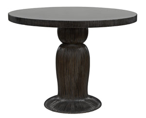 Portobello Dining Table, Hand Rubbed Black with Light Brown Trim
