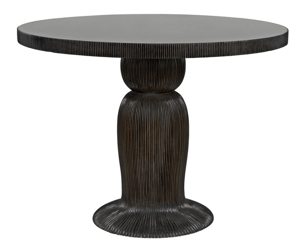 Portobello Dining Table, Hand Rubbed Black with Light Brown Trim