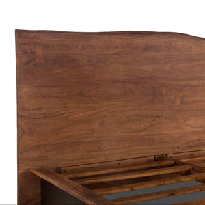 San Marino Acacia Wood Live Edge King Bed with Raw Walnut Finish