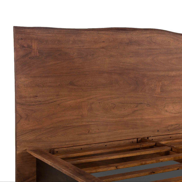 San Marino Acacia Wood Live Edge King Bed with Raw Walnut Finish