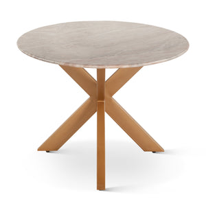 Malibu 90" Iron and Marble Oval Dining Table, Sawar Marble, Antique Gold
