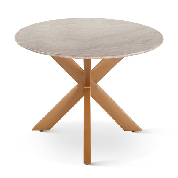 Malibu 90" Iron and Marble Oval Dining Table, Sawar Marble, Antique Gold