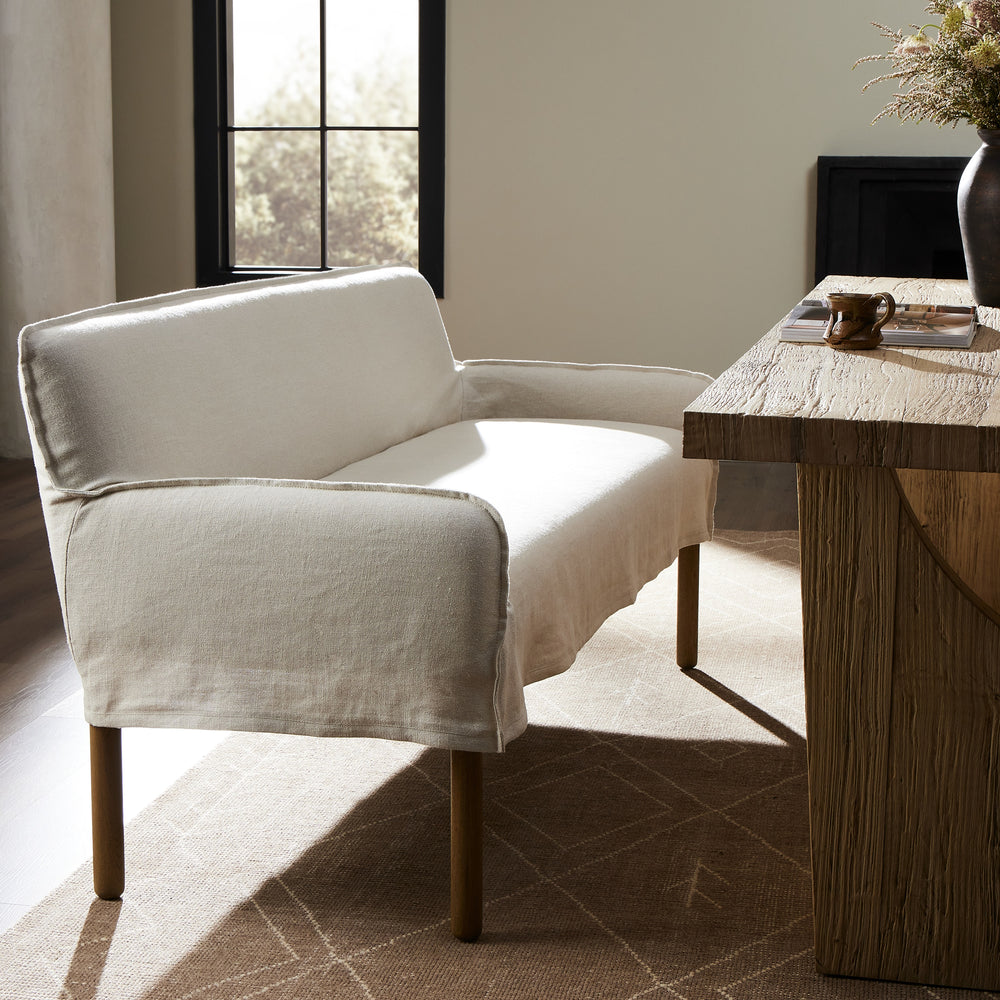 Addington Slipcover Bench in Brussels Natural