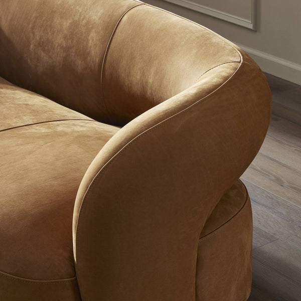 Mazie Sofa In Nubuck Cognac And Burnt Umber