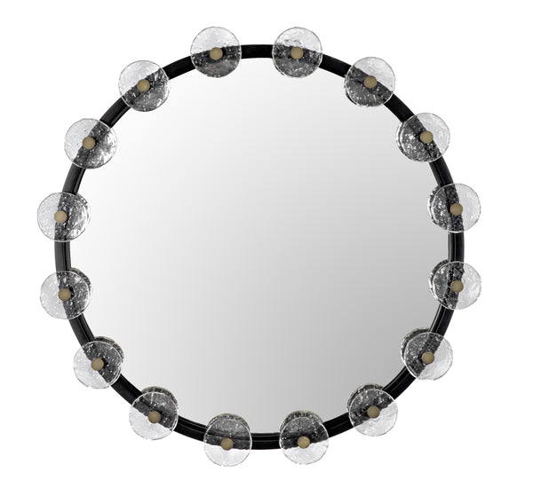 Moira Mirror with Glass Details, Black Metal