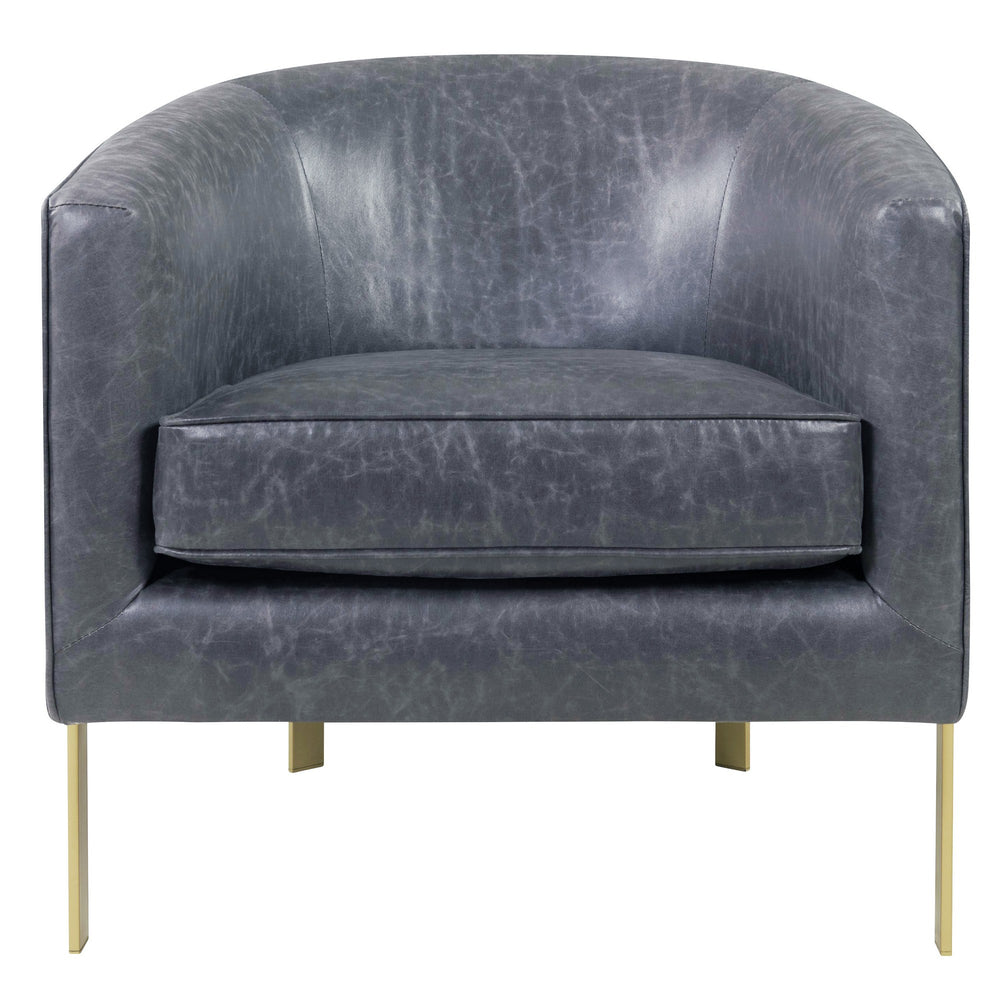 Harrod Bonded Leather Accent Arm Chair Gold Legs In Vintage Midnight