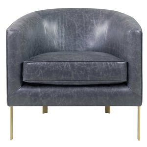 Harrod Bonded Leather Accent Arm Chair Gold Legs In Vintage Midnight