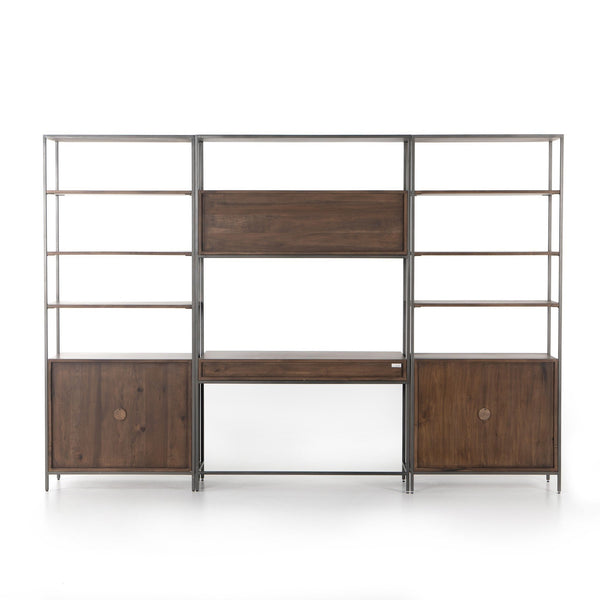 Trey Modular Wall Desk W/ 2 Bookcases - Auburn Poplar