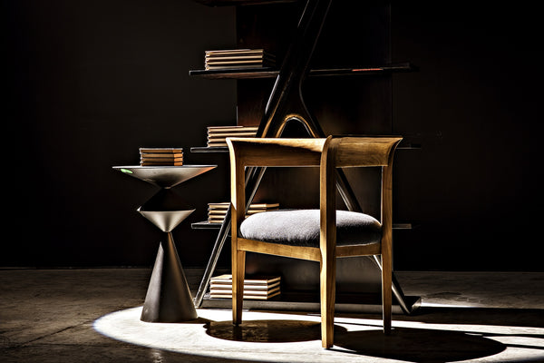 Webster Teak Club Chair with Satin Clear Coat and Black Cotton Cushion