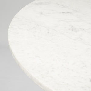 Tanner II 48" Round White Marble Top Black Metal Base Dining Table