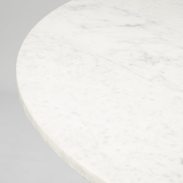 Tanner II 48" Round White Marble Top Black Metal Base Dining Table