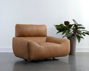 PAGET GLIDER LOUNGE CHAIR - CAMEL LEATHER