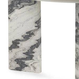 Zora Marble End Table in Charcoal Gray - Black/White