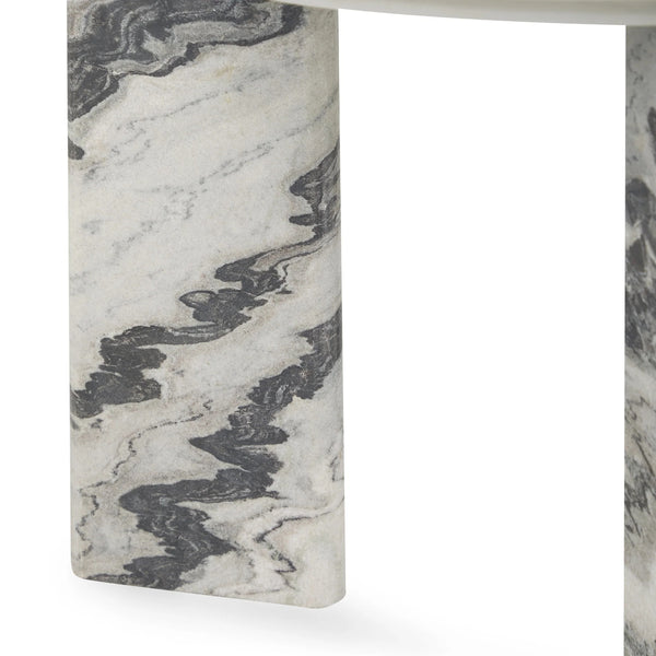 Zora Marble End Table in Charcoal Gray - Black/White