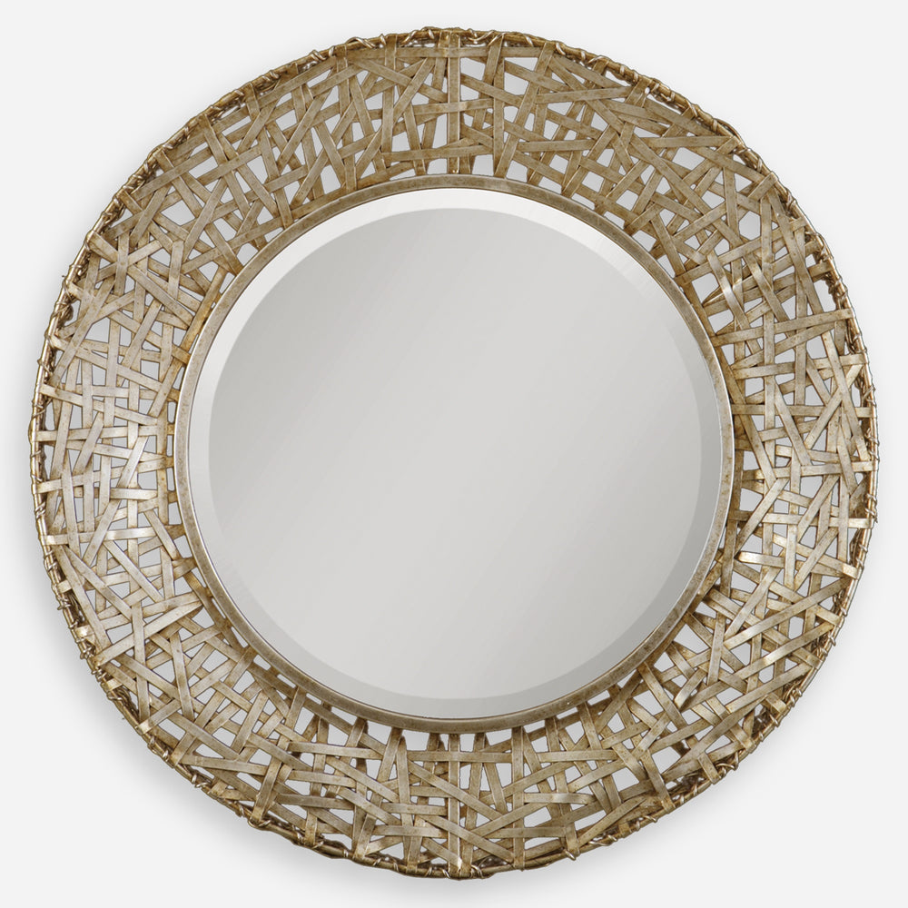 Alita Champagne Woven Metal Mirror