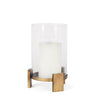 Price Small Antiqued Gold Metal w/ Glass Hurricane Candle Holder