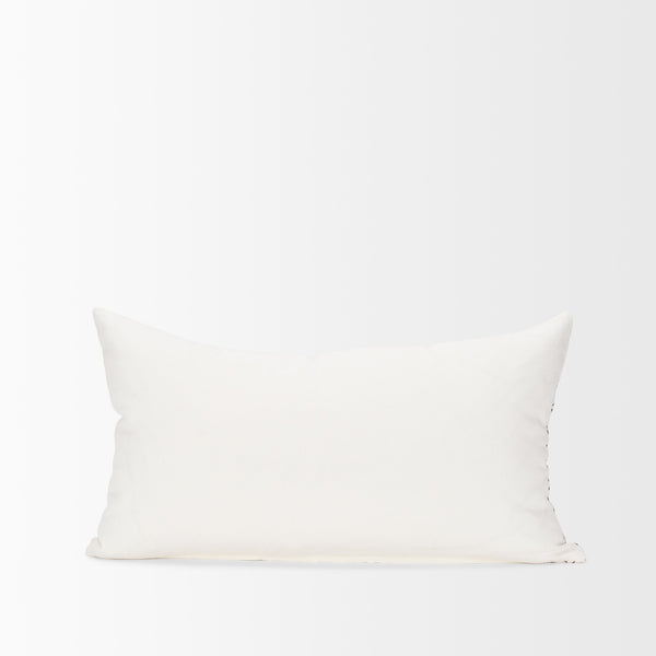 Jayden Cream w/ Merlot Print Linen Lumbar Decorative Pillow Cover