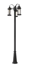 Roundhouse 3 Light Outdoor Post Mounted Fixture in Black Finish