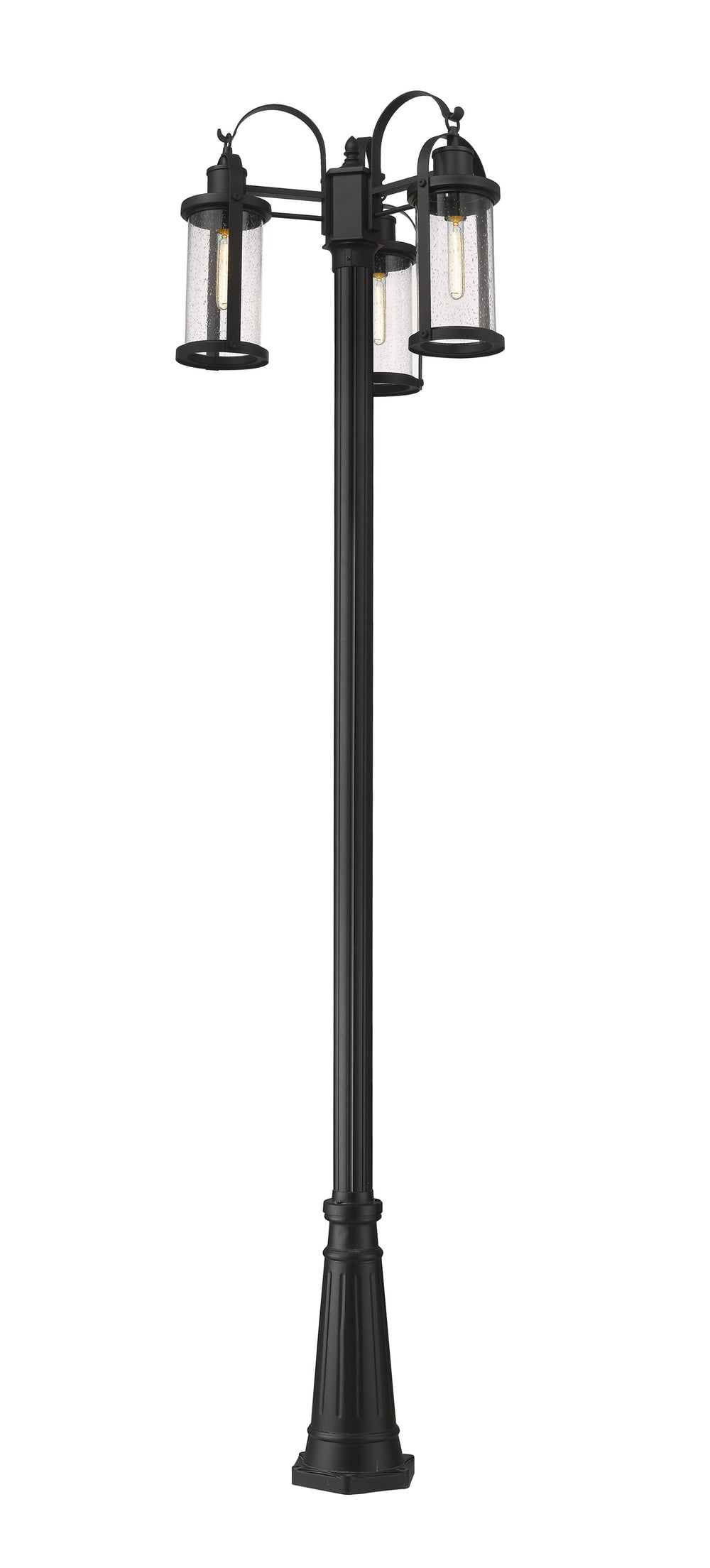 Roundhouse 3 Light Outdoor Post Mounted Fixture in Black Finish