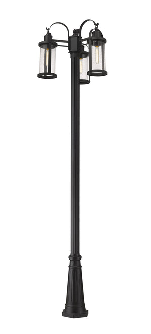 Roundhouse 3 Light Outdoor Post Mounted Fixture in Black Finish