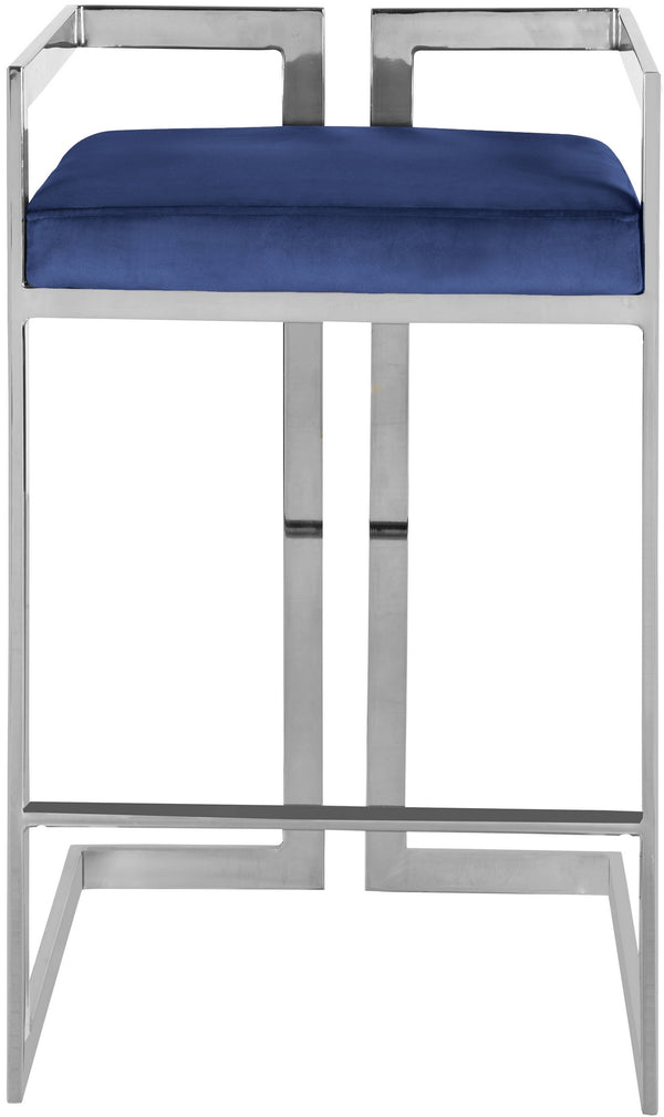 Winifred Stool In Navy Velvet and Chrome